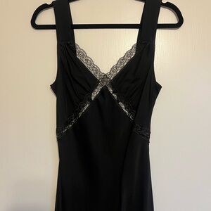 Reformation Black Lace Trim Slip Dress